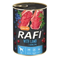 RAFI kutya pástétom bárány, vörös- és kék áfonyával konzerv 400g