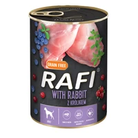 RAFI kutya pástétom nyúl, vörös- és kék áfonyával konzerv 400g