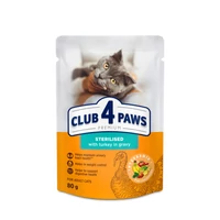 CLUB 4 PAWS Premium Sterilizált Macskáknak Pulyka Szószban Nedves Macskaeledel 80 g