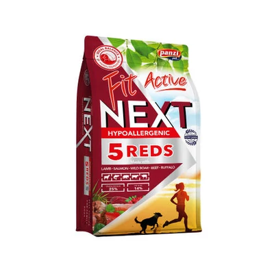 Panzi FitActive Next Hypoallergenic Five Reds Adult (vaddisznó,bárány,marha,bivaly,lazac) száraztáp - Ételallergiás, felnőtt kutyák részére (3kg)
