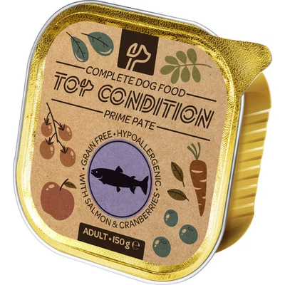 Top Condition alutálkás kutyaeledel lazac-áfonya 150 g