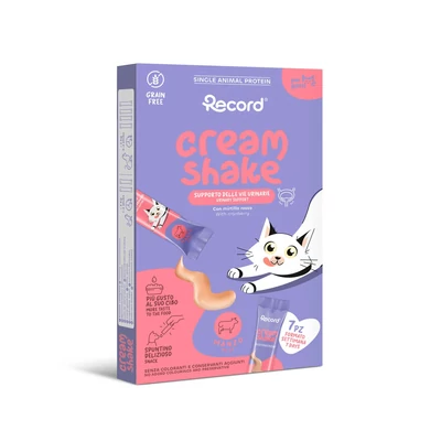 RECORD CREAM SHAKE URINARY CARE Funkcionális Jutalomfalat Macskáknak Marhás 7x12 g
