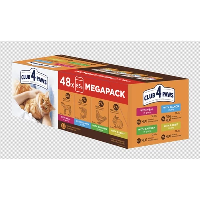CLUB 4 PAWS Premium Set No. 3 Nedves Macskaeledel pack (48х85 g), 4,08 kg